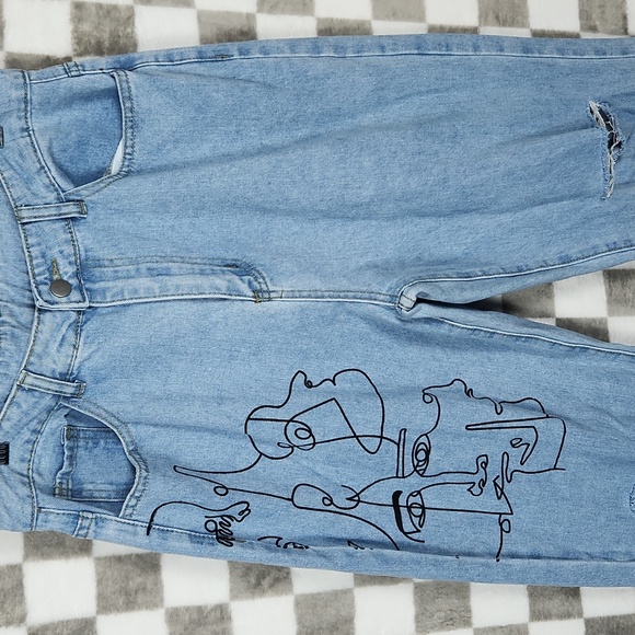 Abstract (Jinx style) set Sunburst kiss shirt jeans button down short sleeve m/l - Picture 4 of 9